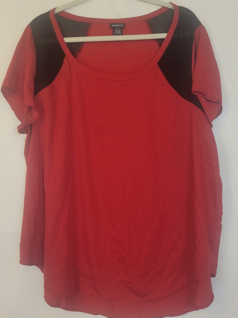 Torrid Red and Black Scoop Neck Blouse